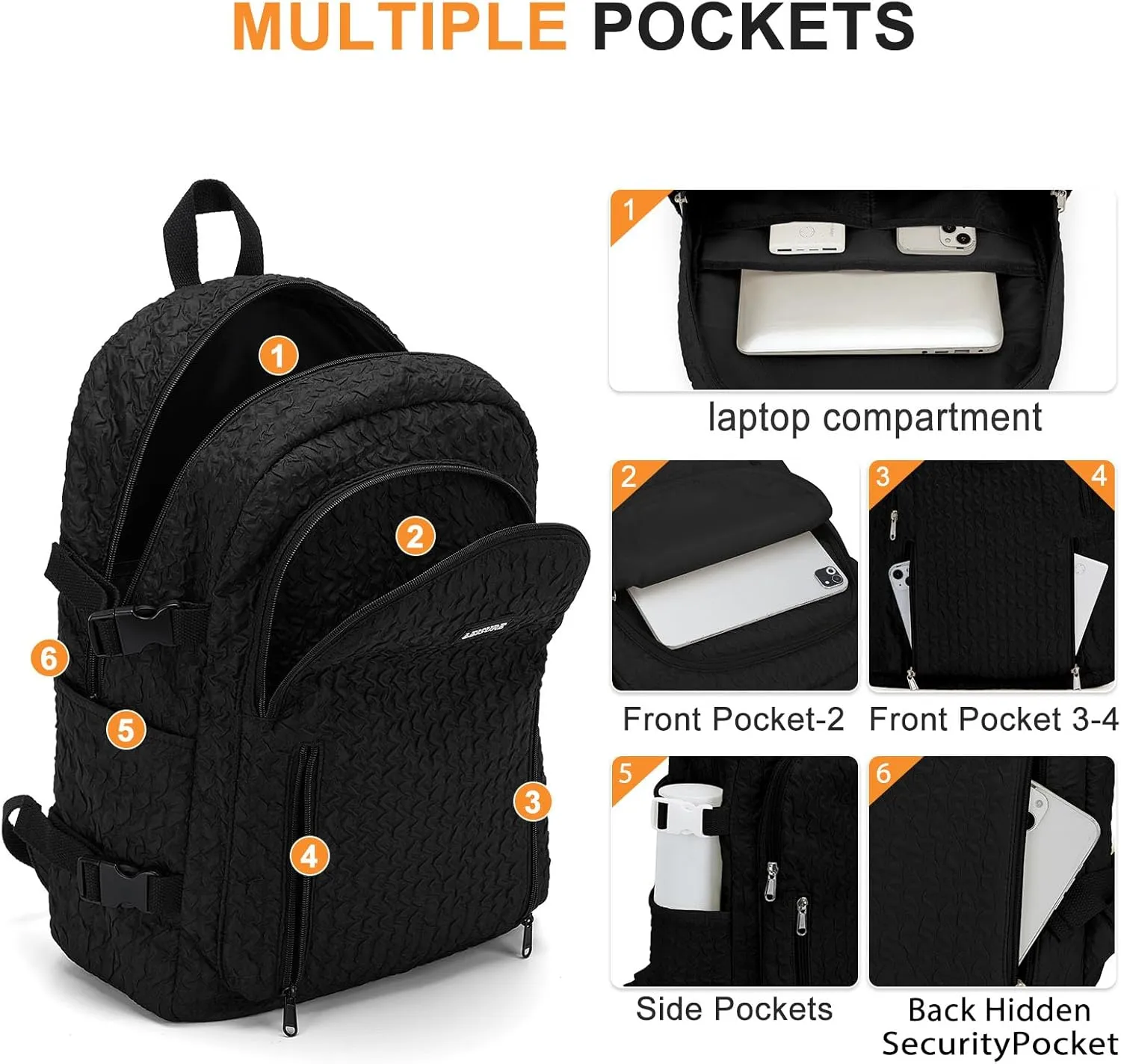 weradar Lightweight Middle School Bag For Teens Girls,Kawaii Backpack For College Students,Aesthetic Black Bookbag,Cute School Backpack For Women Casual Daypack