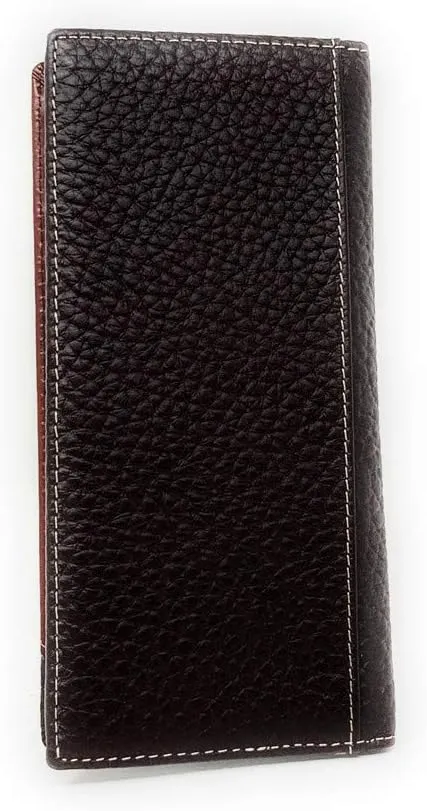 Western Premium Genuine Leather Tooled Men's Long Bifold Wallet premium cowboy wallets in 2 colors (Brown Praying cowboy)