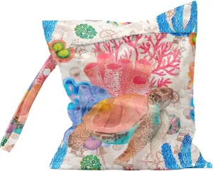 Wet Bag Waterproof Reusable Wet Dry Bag for Beach, Travel, Pool, Gym Bag for Swimsuits, Wet Clothes, Cloth Diapers, Wet Bags for Baby, Sea Turtle Gifts for Women Ocean Animals Coral Reef Decor