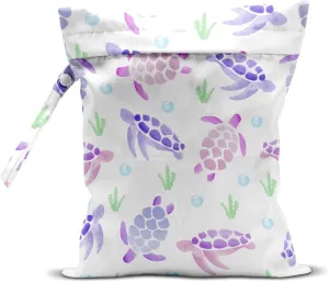 Wet Bag, Wet Dry Bag, Wet Bag for Swimsuit, Travel, Beach, Pool, Diapers, Dirty Yoga Gym Clothes, Makeup Bag, Waterproof Reusable Beach Bag Anchor Sea Turtle Pirate Blue