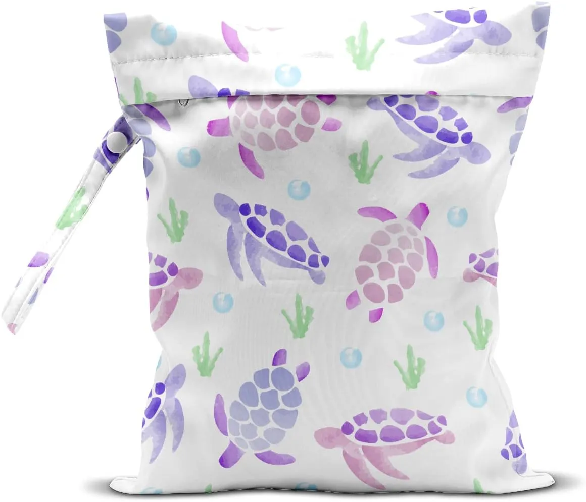 Wet Bag, Wet Dry Bag, Wet Bag for Swimsuit, Travel, Beach, Pool, Diapers, Dirty Yoga Gym Clothes, Makeup Bag, Waterproof Reusable Beach Bag Anchor Sea Turtle Pirate Blue