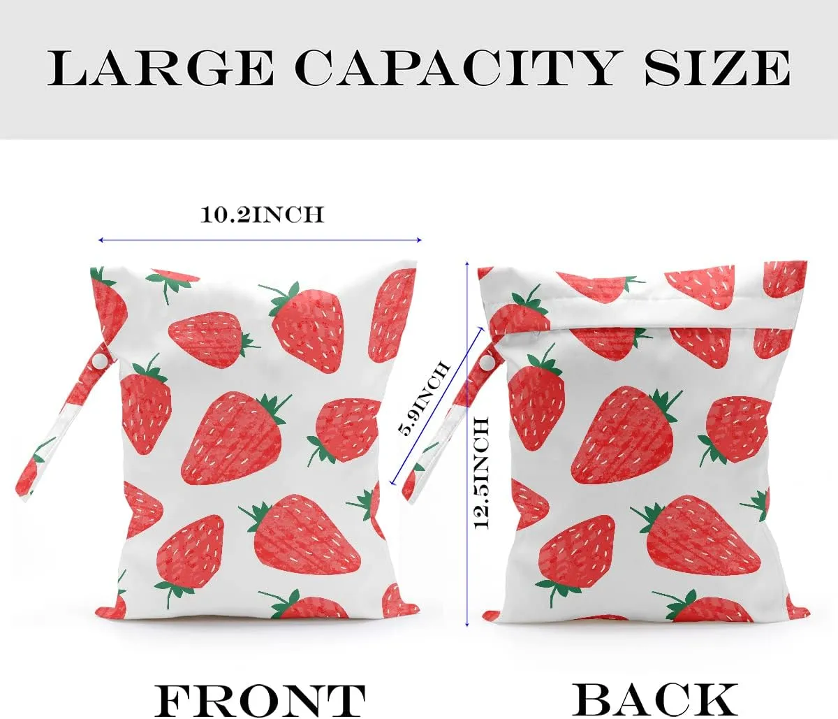 Wet Bag, Wet Dry Bag, Wet Bag for Swimsuit, Travel, Beach, Pool, Diapers, Dirty Yoga Gym Clothes, Makeup Bag, Waterproof Reusable Fruit Decor Orange Strawberry