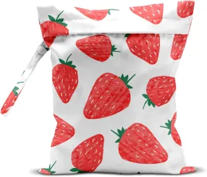 Wet Bag, Wet Dry Bag, Wet Bag for Swimsuit, Travel, Beach, Pool, Diapers, Dirty Yoga Gym Clothes, Makeup Bag, Waterproof Reusable Fruit Decor Orange Strawberry