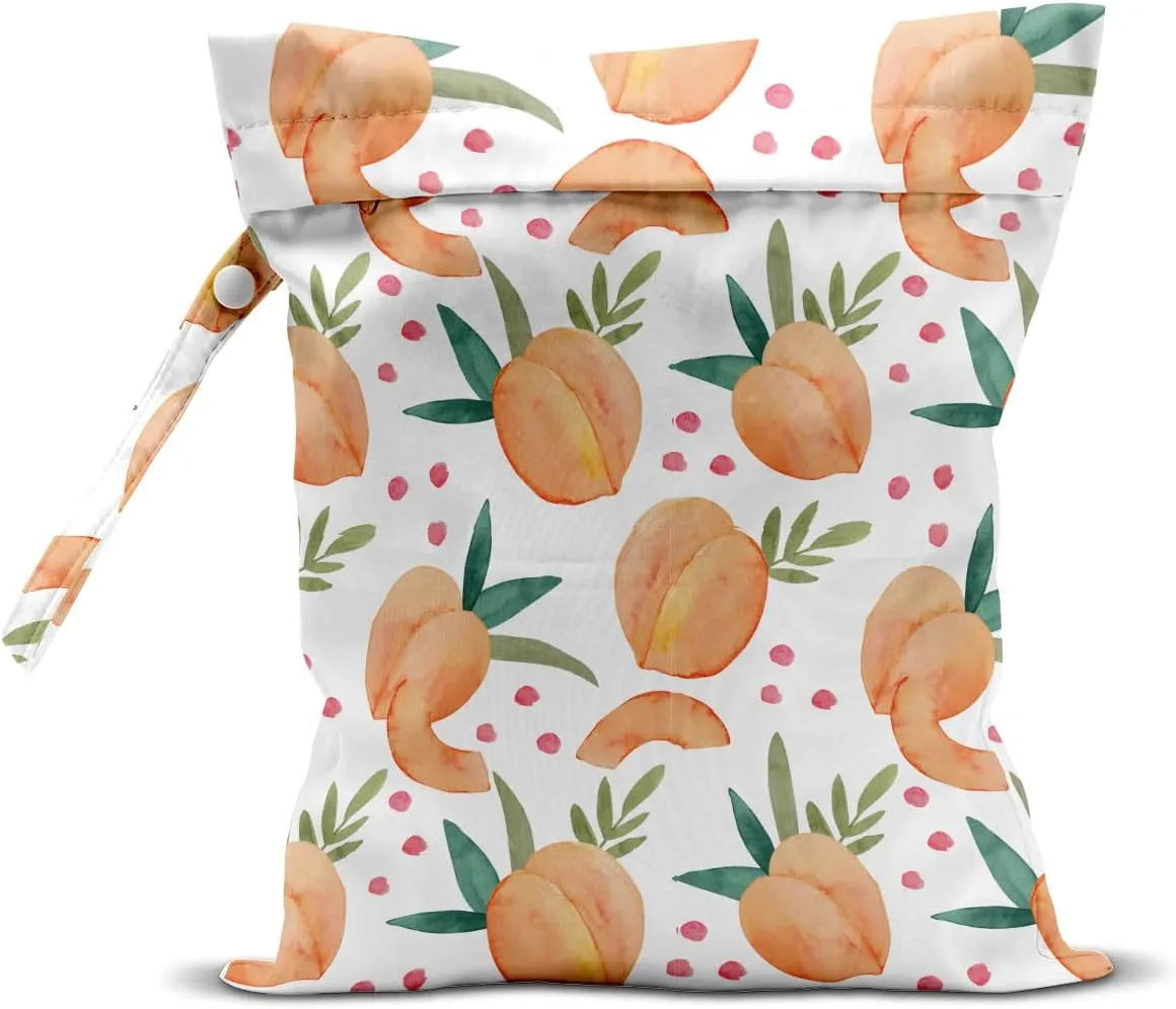 Wet Bag, Wet Dry Bag, Wet Bag for Swimsuit, Travel, Beach, Pool, Diapers, Dirty Yoga Gym Clothes, Toiletries, Makeup Bag, Snack Bag, Waterproof Reusable Fruit Peach Avocado Lemon