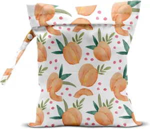Wet Bag, Wet Dry Bag, Wet Bag for Swimsuit, Travel, Beach, Pool, Diapers, Dirty Yoga Gym Clothes, Toiletries, Makeup Bag, Snack Bag, Waterproof Reusable Fruit Peach Avocado Lemon