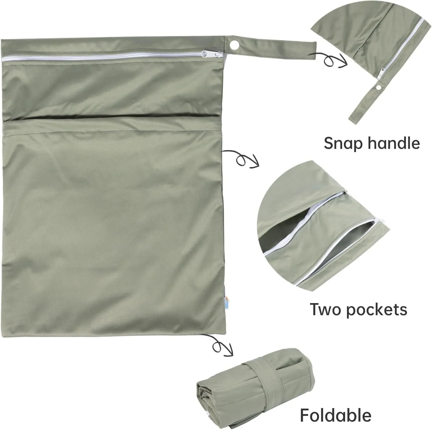 Wet Dry Bag Reusable Waterproof Yoga Gym Bag for Baby Cloth Diaper Swimsuits Wet Clothes Set Gifts 2L11