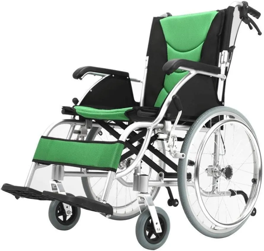Wheelchair Aluminum Folding Self-Push,Portable Light Travel Trolley Seniors Disabled Scooter Four-Wheeled Vehicle,Portable