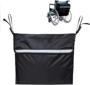 Wheelchair Backpack Bag with Reflective Strip - Large Waterproof Storage Pouch for Rollators, Walkers, and Transport Chairs