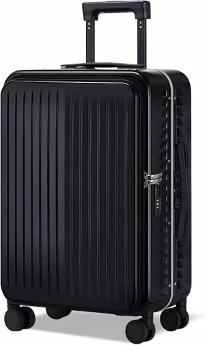 Wheeled Suitcase, Large Capacity Carry-on Luggage, Detachable Side Bag Design Suitcase, Code Lock,Silver-24 inches (Black 22 inches)