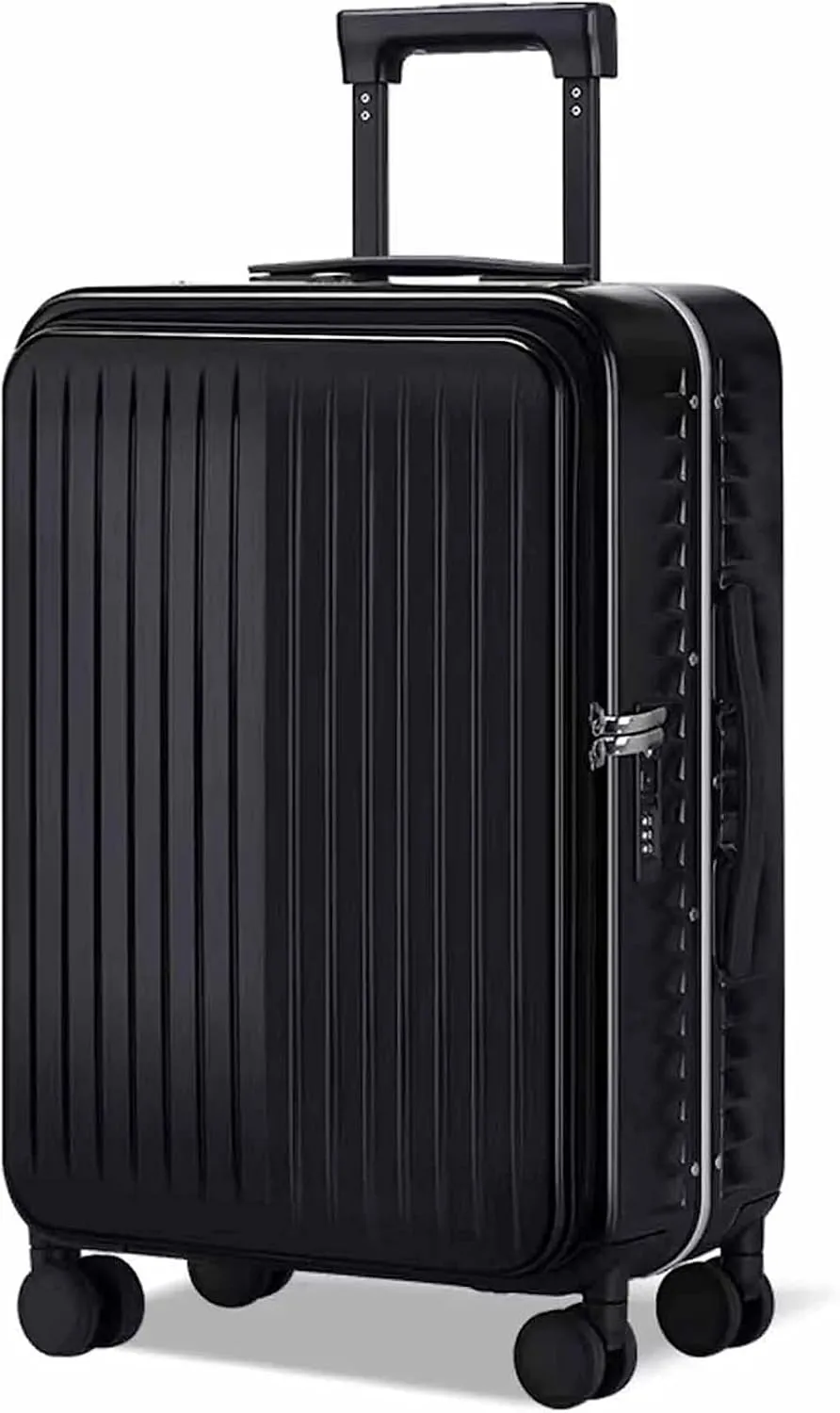 Wheeled Suitcase, Large Capacity Carry-on Luggage, Detachable Side Bag Design Suitcase, Code Lock,Silver-24 inches (Black 22 inches)