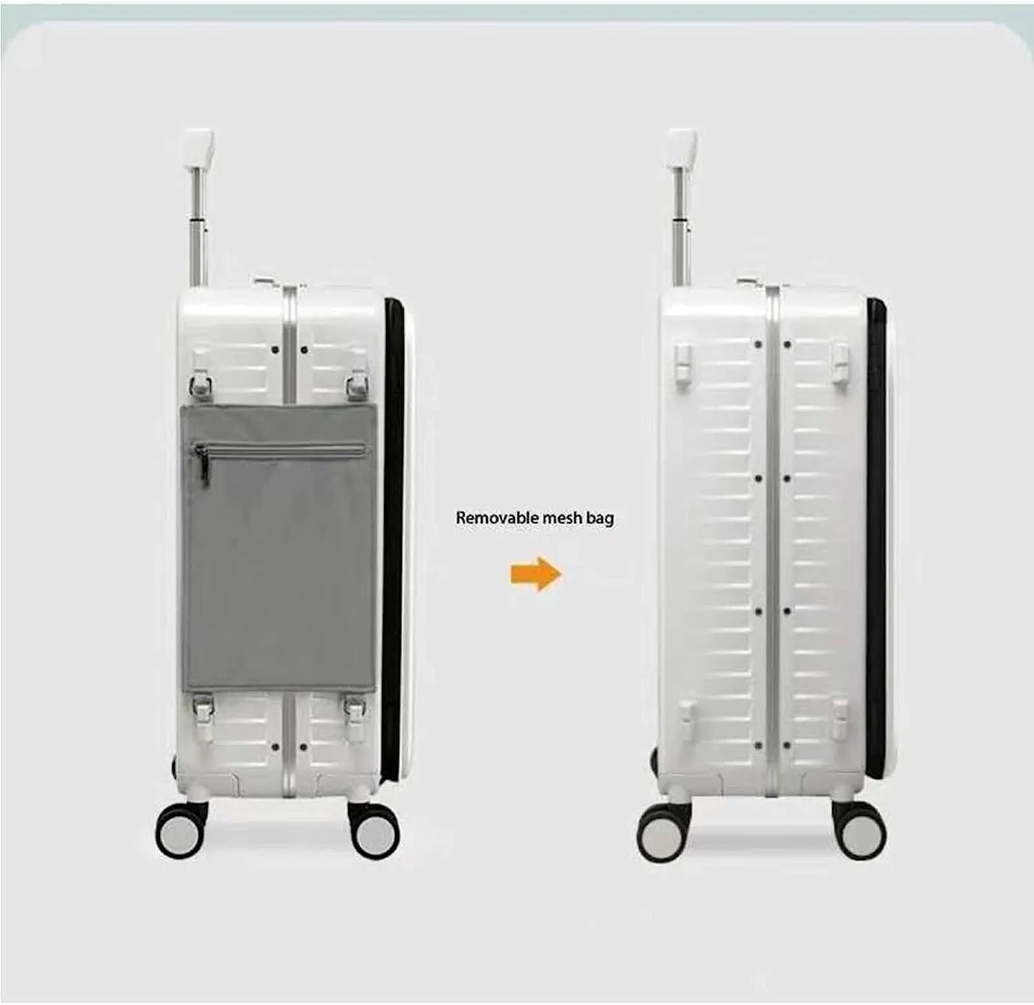 Wheeled Suitcase, Large Capacity Carry-on Luggage, Detachable Side Bag Design Suitcase, Code Lock,Silver-24 inches (Black 22 inches)