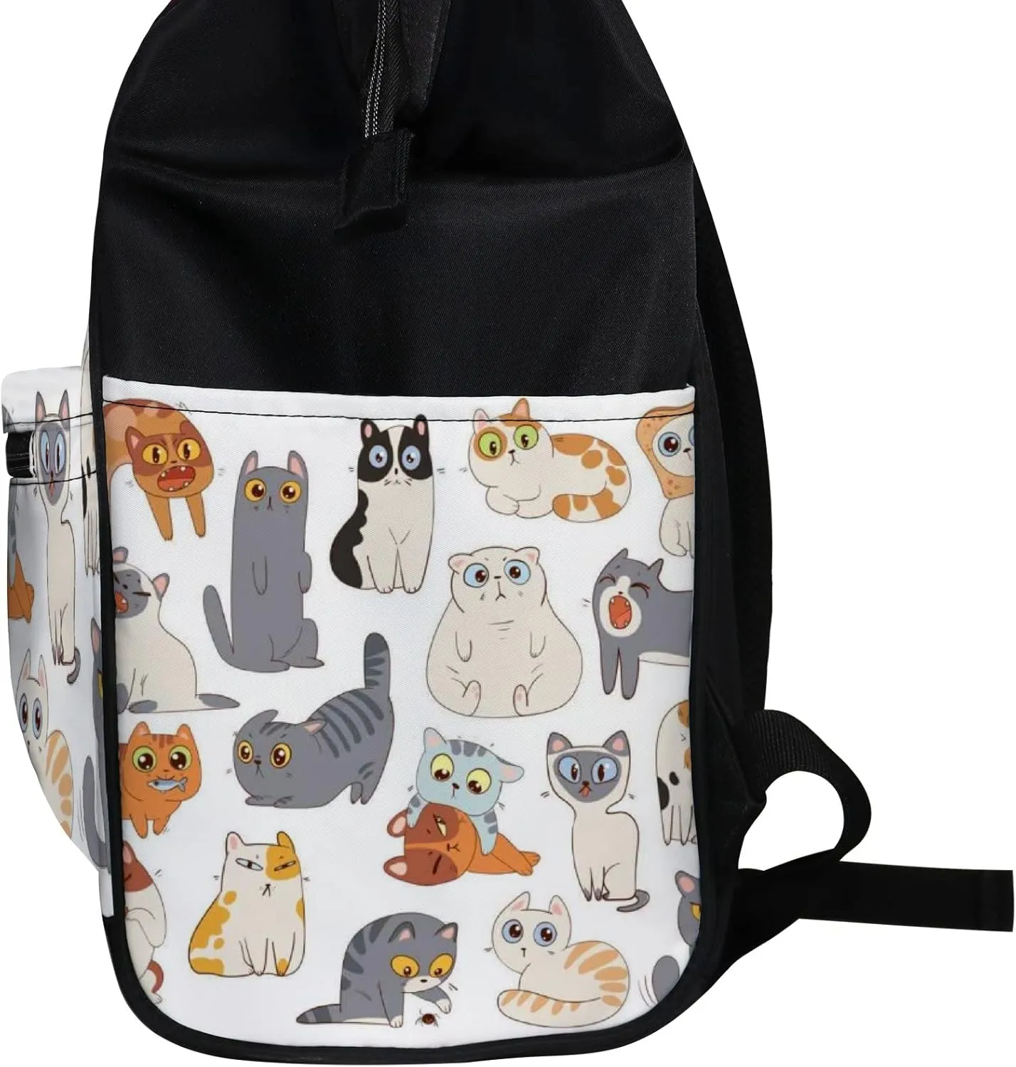 White Cute Kawaii Colorful Cats Diaper Bag Backpack, waterproof backpack Baby Nappy Changing Bags Laptop Backpack for Travel, Large Capacity, Durable and Stylish for Woman and Men.