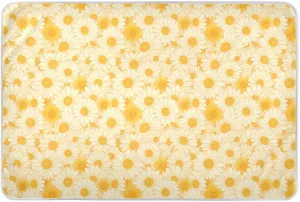 White Daisy Yellow Extra Large Resuable Diaper Mats Water Resistant Bed Wetting Pads Leakproof Quick Drying Pad Liner for Infant Baby 52" L x 34" W