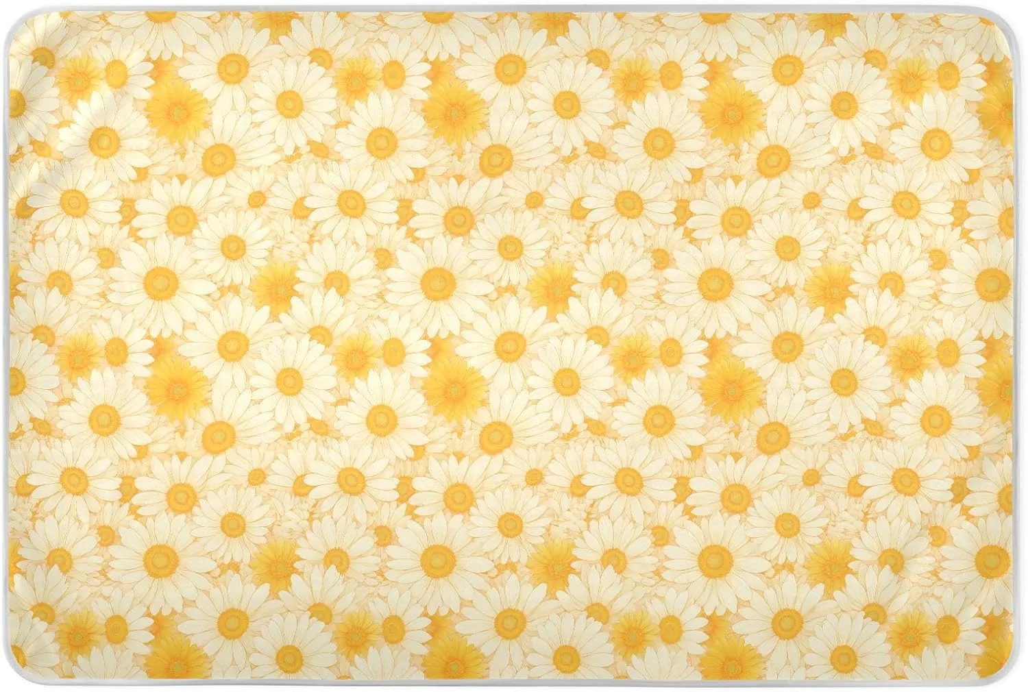 White Daisy Yellow Extra Large Resuable Diaper Mats Water Resistant Bed Wetting Pads Leakproof Quick Drying Pad Liner for Infant Baby 52" L x 34" W