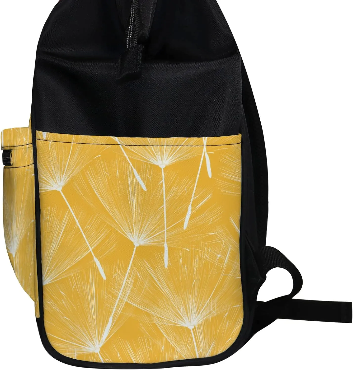 White Dandelion Yellow Diaper Bag Backpack Waterproof Backpack Baby Nappy Changing Bag for Travel Large Capacity Durable and Stylish for Woman