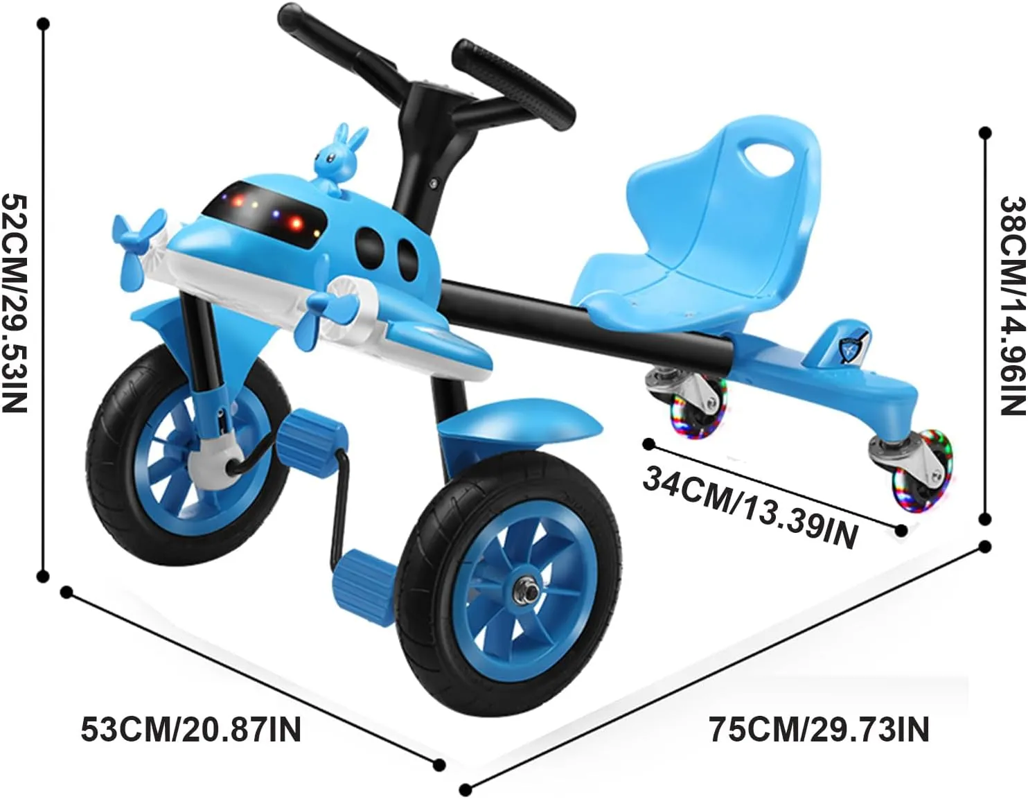 Wiggle Car - Ride on Toy for Ages 3 and Up Go Kart with Music and Lights,Pedal Drift Cars with no Batteries,Blue
