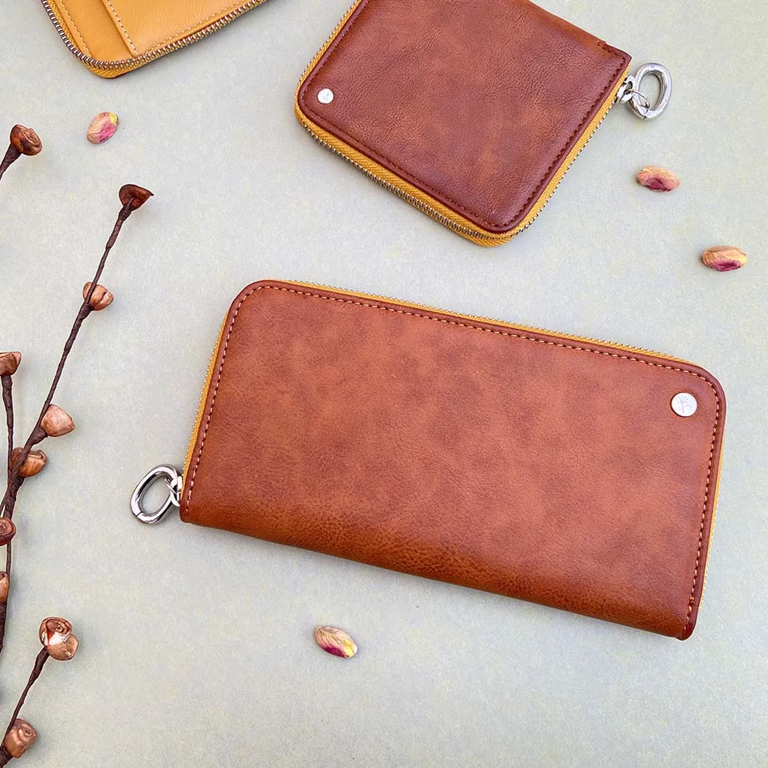 Wildflower Caramel Long Wallet for Women