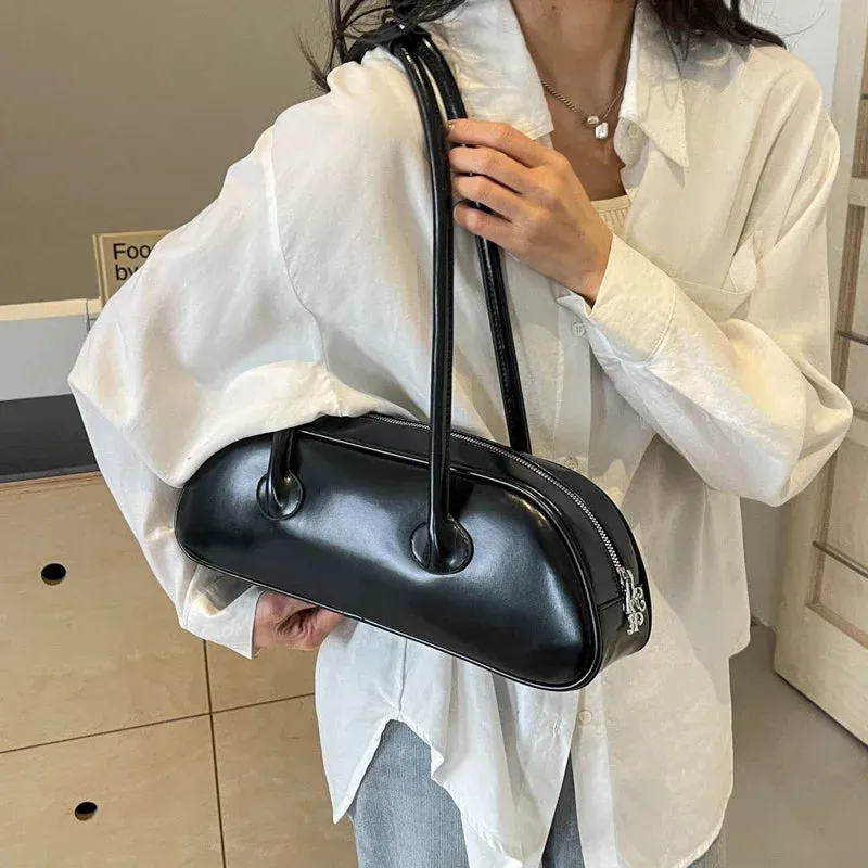 Wine Red Long Handle Retro Shoulder Bag