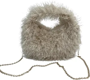 Winter Small Bag Hand Bag Women's Furry Short Handle Clutch Soft Plush Warm Bag For Women