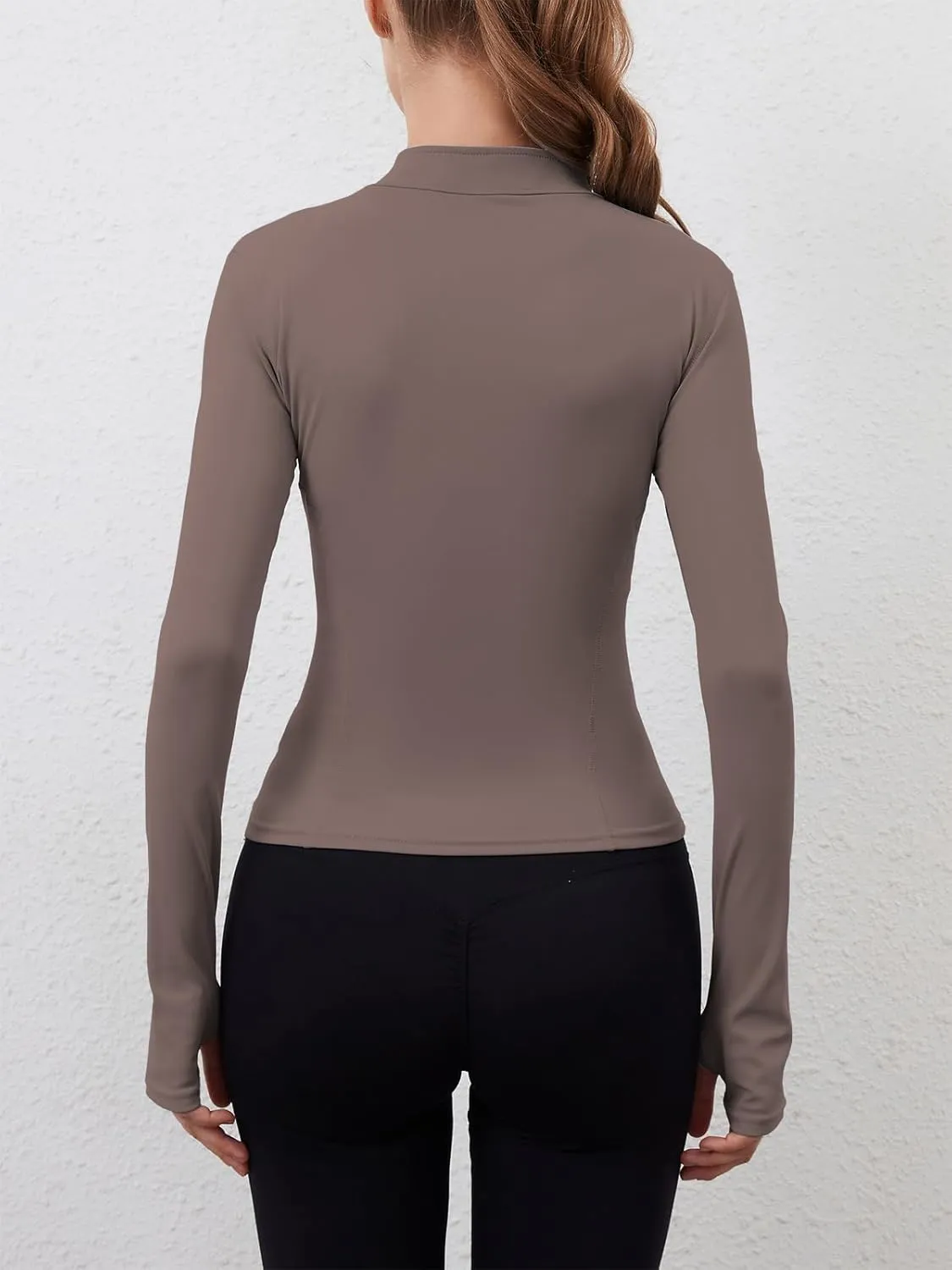 Women Built-In Pockets Athletic Jackets Slim Fit Full Zip up Workout Yoga Gym Jacket with Thumb Holes