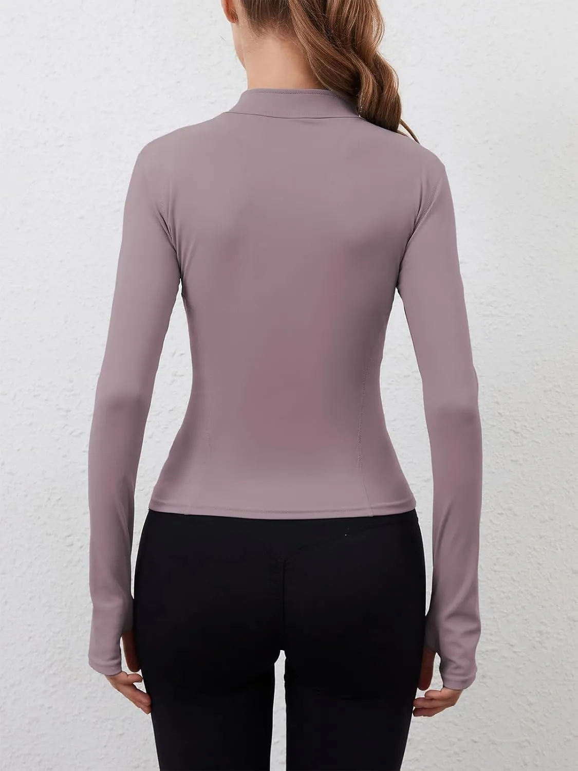 Women Built-In Pockets Athletic Jackets Slim Fit Full Zip up Workout Yoga Gym Jacket with Thumb Holes