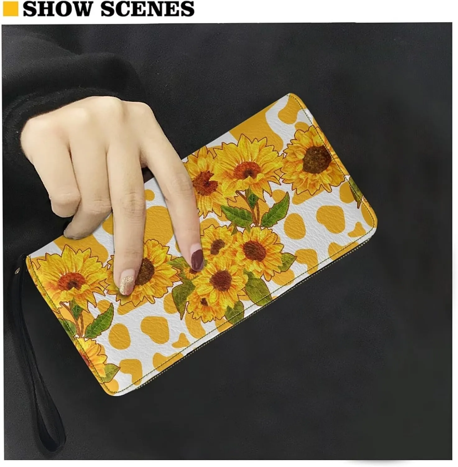 Women Clutch Wallet With Coin Pocket Blue Dolphin Print Credit Card Holder Purse Long PU Leather Cash With Wristlet