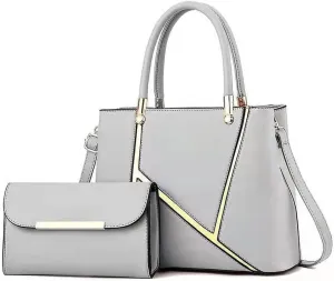 Women Handbag Geometric Tote Bag Long Wallet Shoulder Bag Top Handle Handbag Purse 2 Pcs Set
