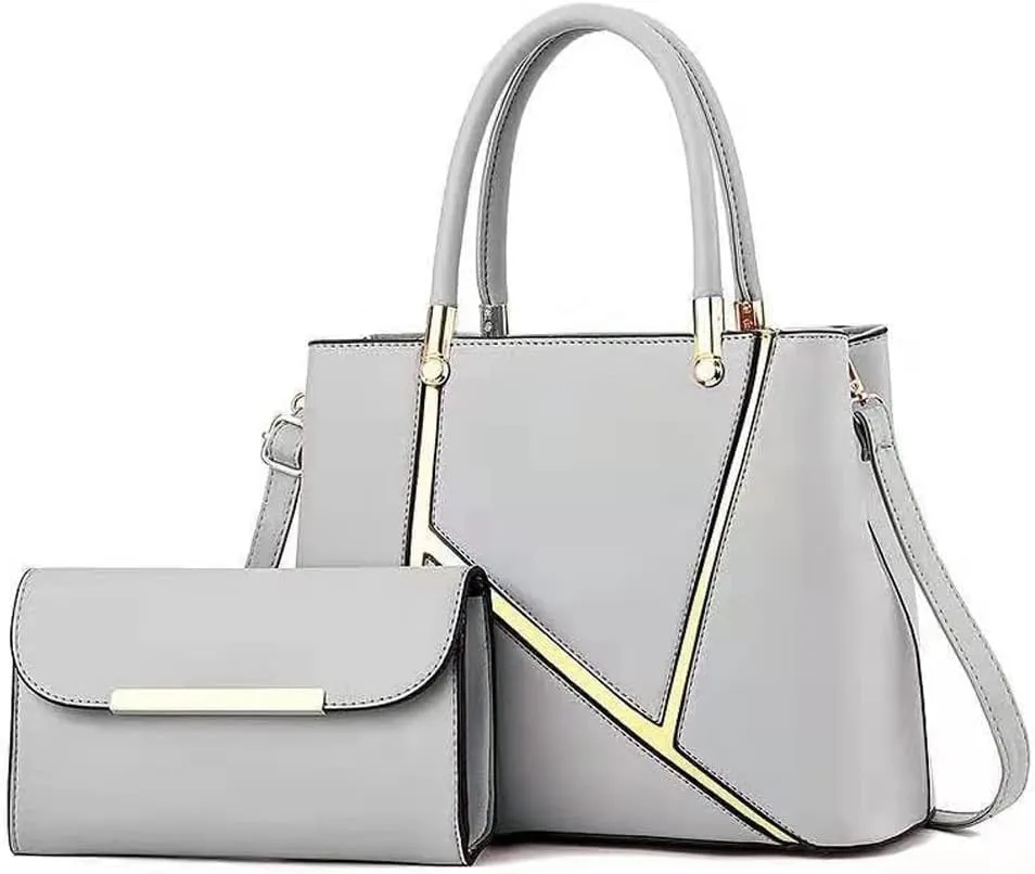 Women Handbag Geometric Tote Bag Long Wallet Shoulder Bag Top Handle Handbag Purse 2 Pcs Set