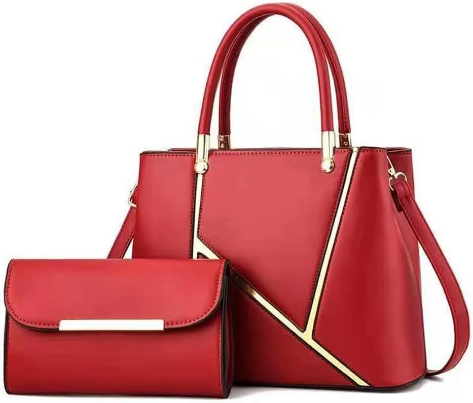 Women Handbag Geometric Tote Bag Long Wallet Shoulder Bag Top Handle Handbag Purse 2 Pcs Set