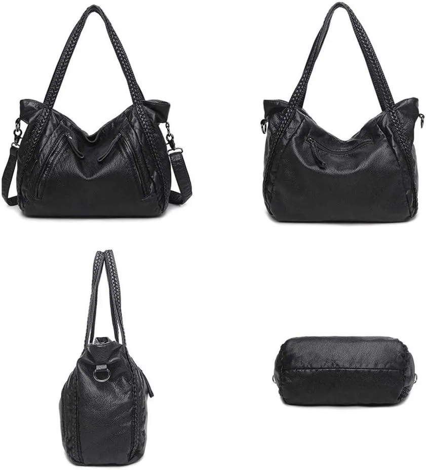 Women Handbag Hobo Purse Large Capacity Soft Leather Shoulder Bag Top-handle Tote Satchel