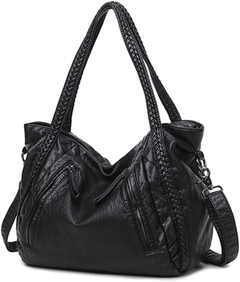 Women Handbag Hobo Purse Large Capacity Soft Leather Shoulder Bag Top-handle Tote Satchel