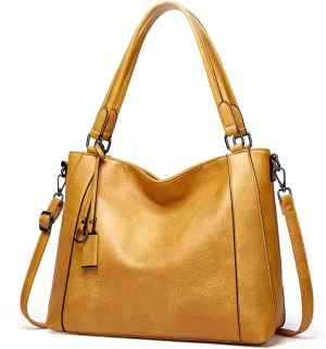 Women Handbag PU Leather Shoulder Bag Large Capacity Tote Bag with Detachable Shoulder Strap