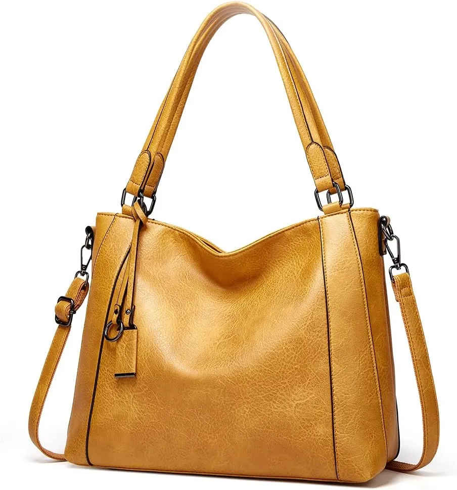 Women Handbag PU Leather Shoulder Bag Large Capacity Tote Bag with Detachable Shoulder Strap