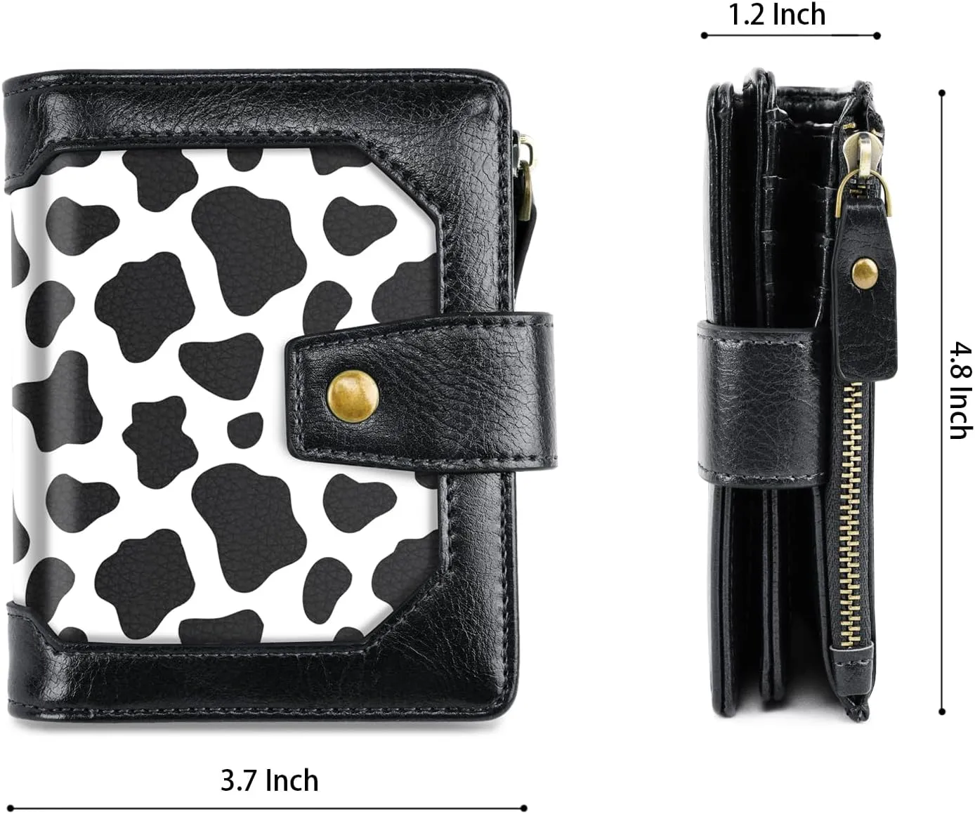 Women Leather Wallet RFID Blocking Small Bifold Zipper Pocket Wallet Card Case Purse with ID Window, Cow
