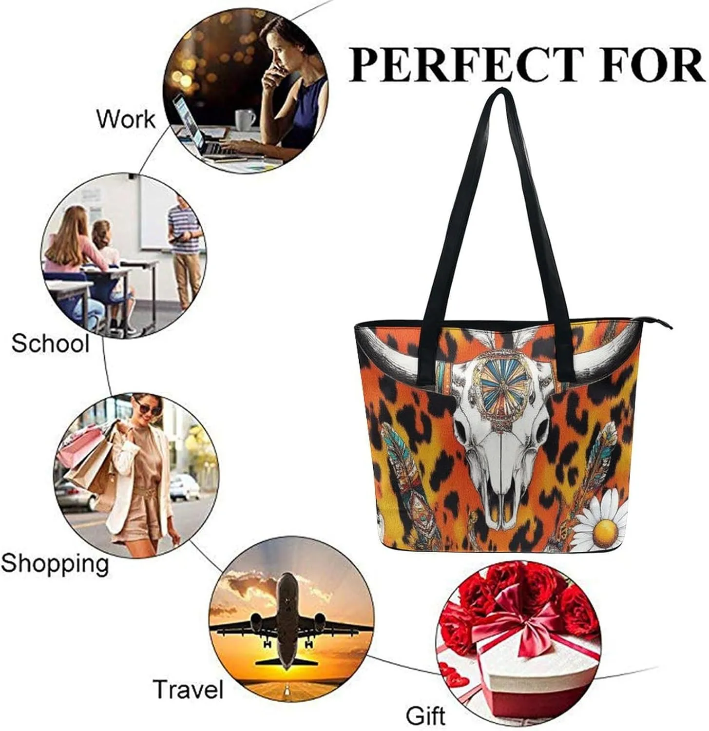 Women Tote Bag PU Leather Travel Shoulder Bags Casual Handbags