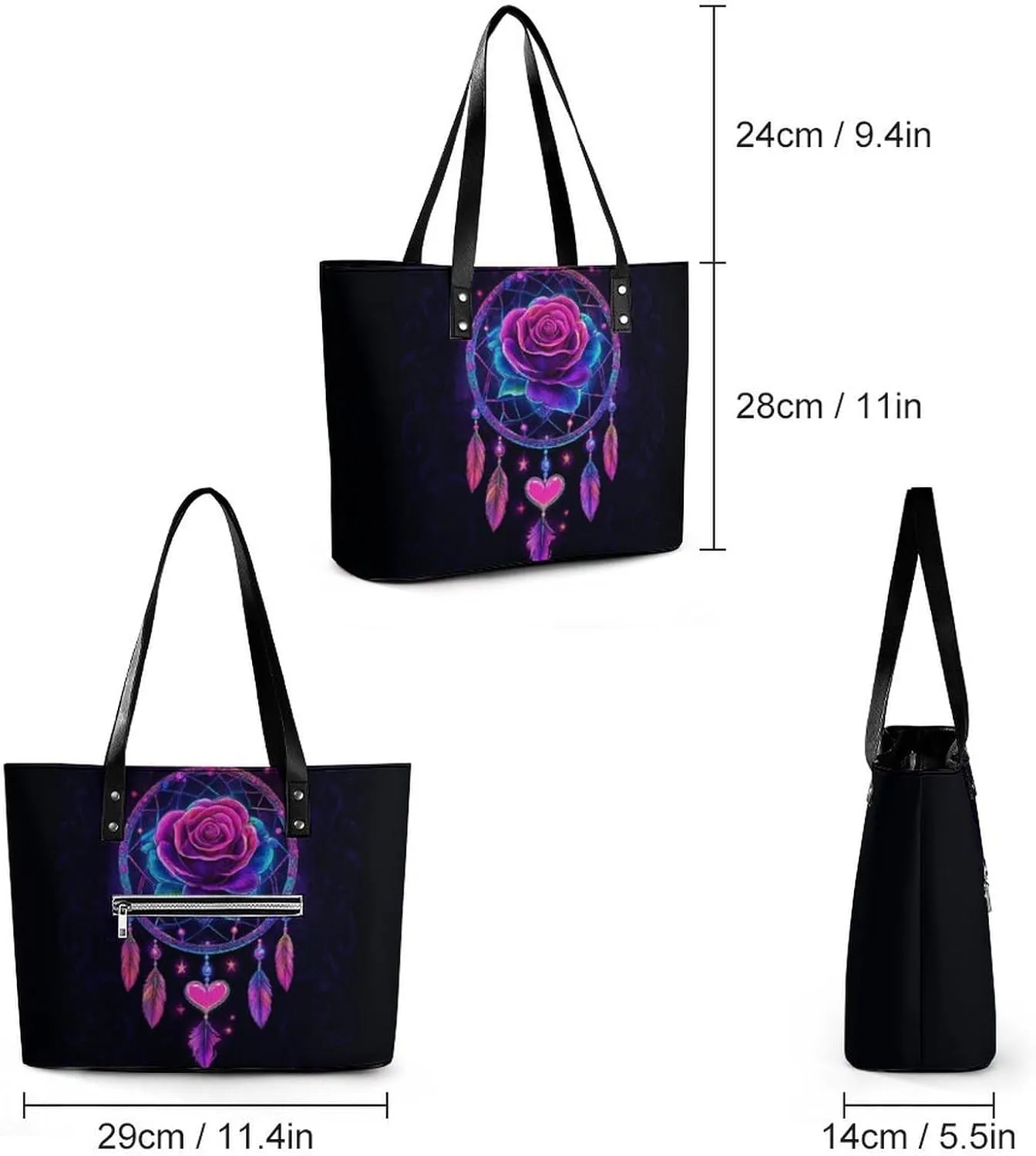 Women Tote Bags Casual Handbags PU Leather Shoulder Travel Bag