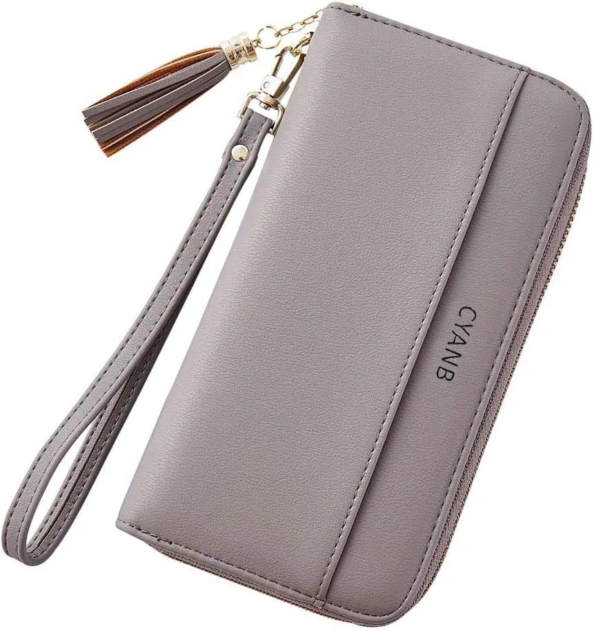 Women Wallets Tassel Bifold Ladies Cluth Wristlet Wrist strap Long Purse