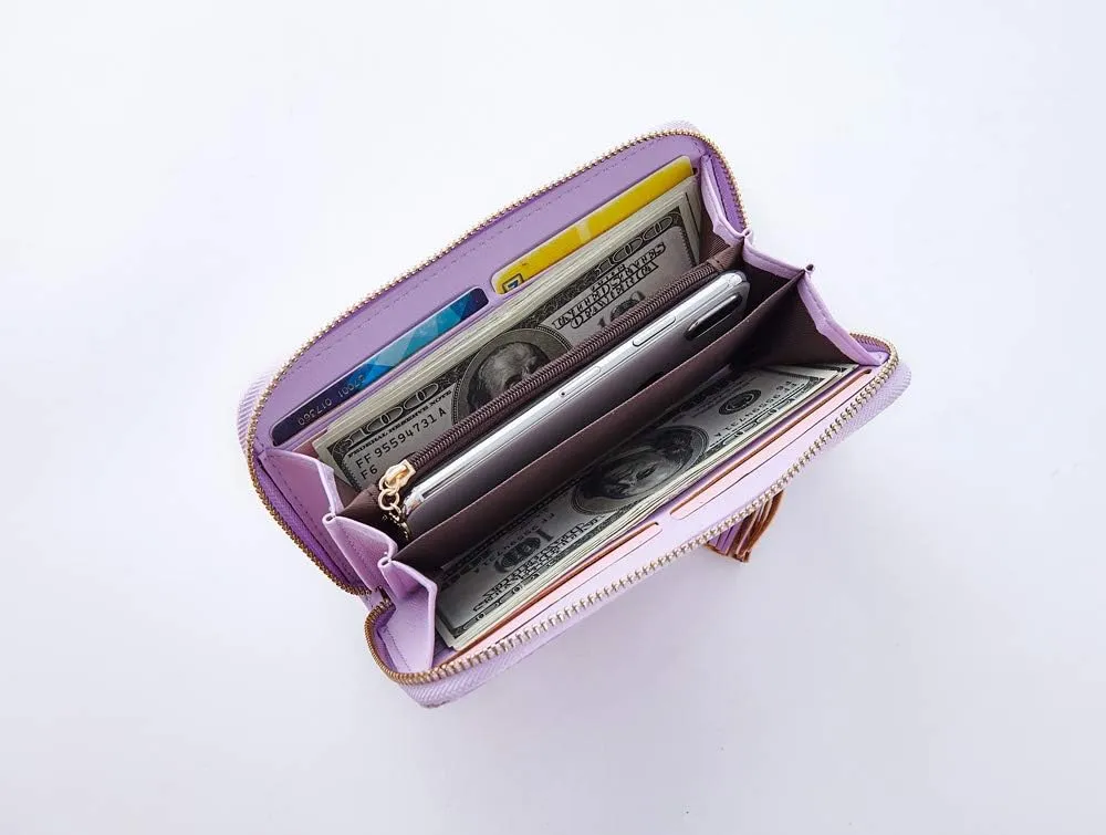 Women Wallets Tassel Bifold Ladies Cluth Wristlet Wrist strap Long Purse