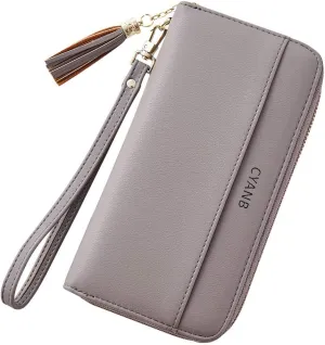 Women Wallets Tassel Bifold Ladies Cluth Wristlet Wrist strap Long Purse