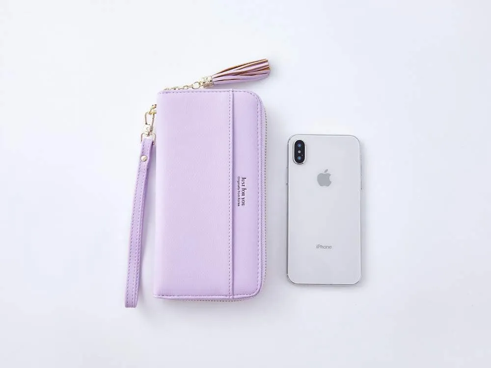 Women Wallets Tassel Bifold Ladies Cluth Wristlet Wrist strap Long Purse