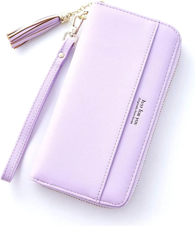Women Wallets Tassel Bifold Ladies Cluth Wristlet Wrist strap Long Purse