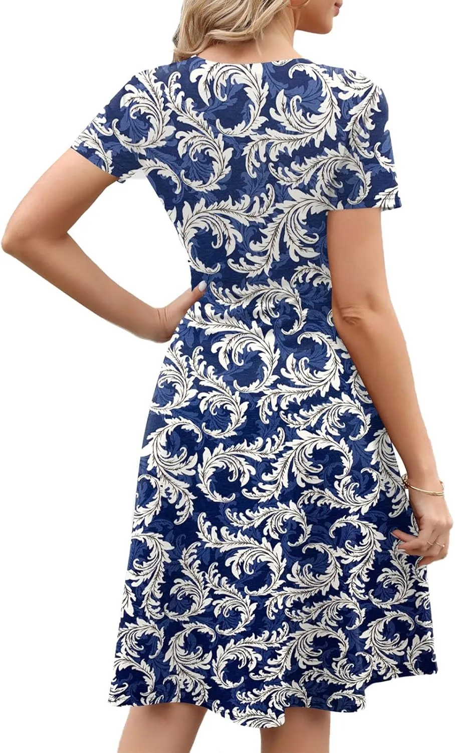 Women's 2025 Fit and Flare Dress Summer Casual Elegant Vintage Floral Printed Work Party A-line Dress with Pockets 162