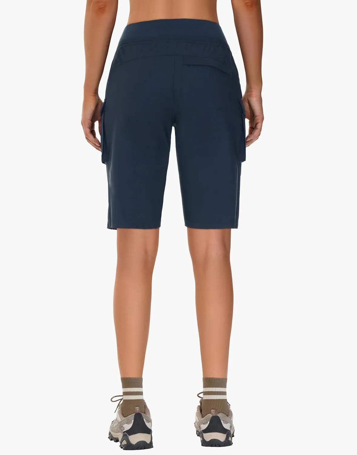 Women's 9" Bermuda Hiking Shorts Knee Length Zipper Pockets Quick Dry Lightweight UPF50 Long Shorts for Summer Travel
