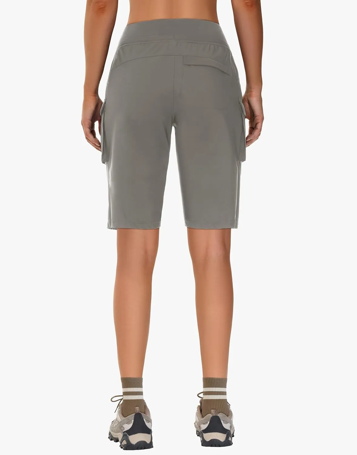 Women's 9" Bermuda Hiking Shorts Knee Length Zipper Pockets Quick Dry Lightweight UPF50 Long Shorts for Summer Travel