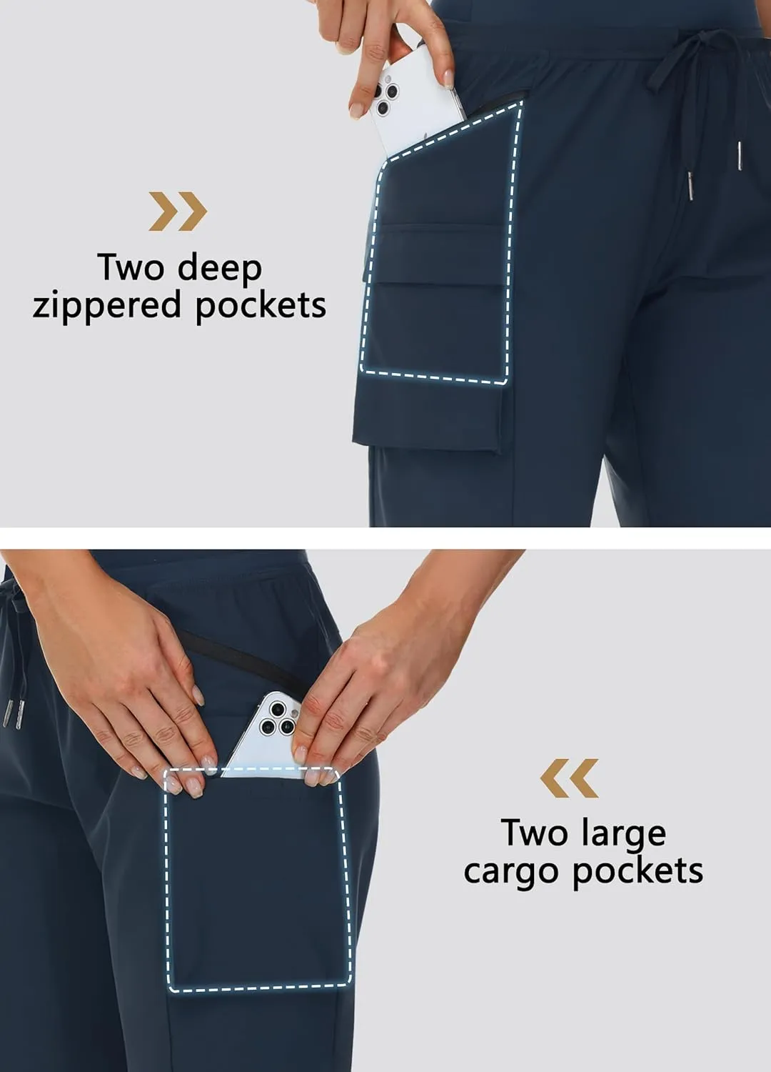 Women's 9" Bermuda Hiking Shorts Knee Length Zipper Pockets Quick Dry Lightweight UPF50 Long Shorts for Summer Travel