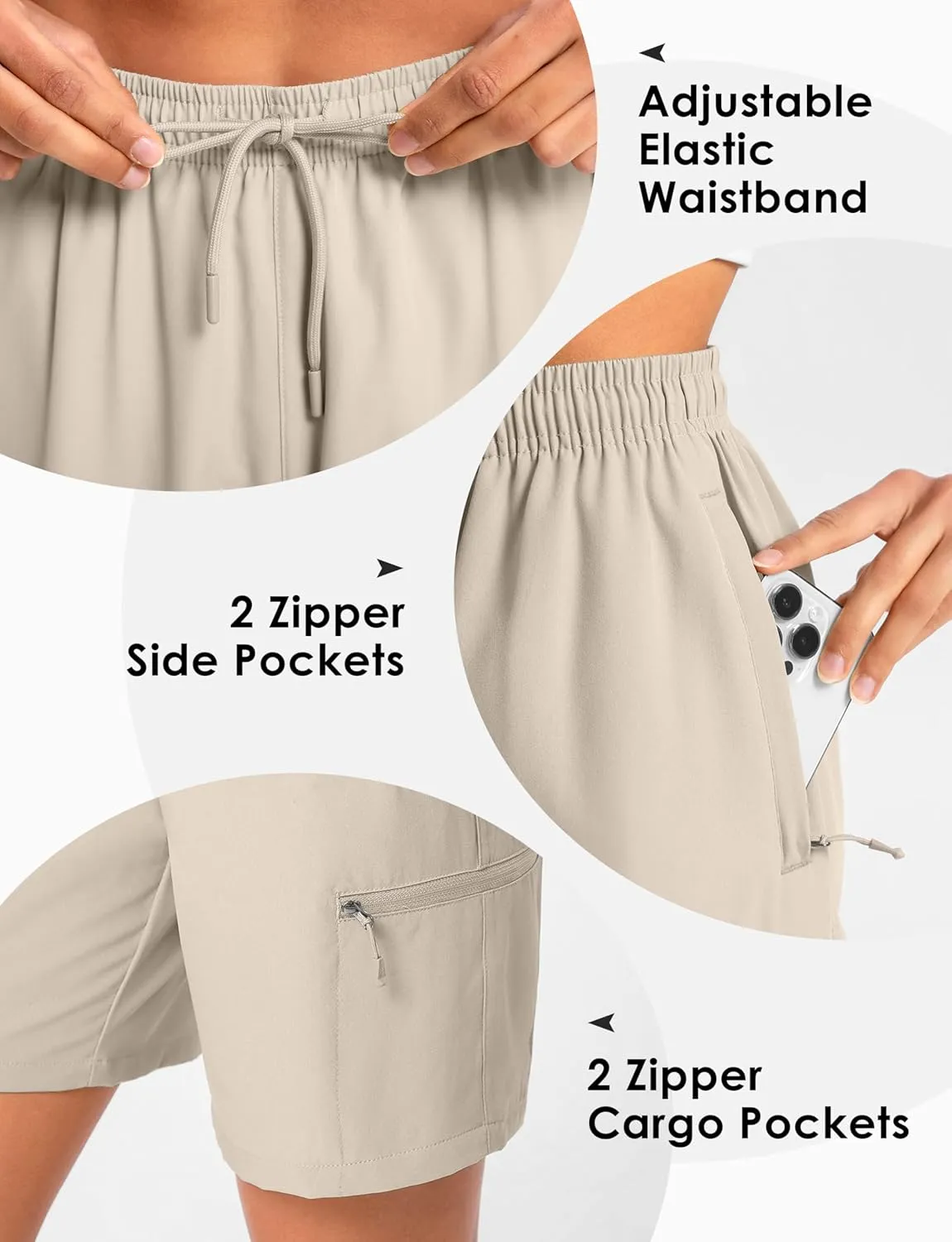 Women's 9" Hiking Shorts Lightweight Stretch Quick Dry Athletic Casual Bermuda Shorts for Women