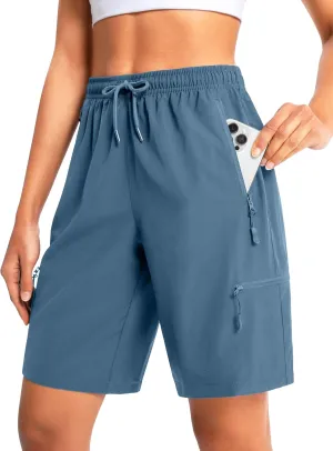 Women's 9" Hiking Shorts Lightweight Stretch Quick Dry Athletic Casual Bermuda Shorts for Women
