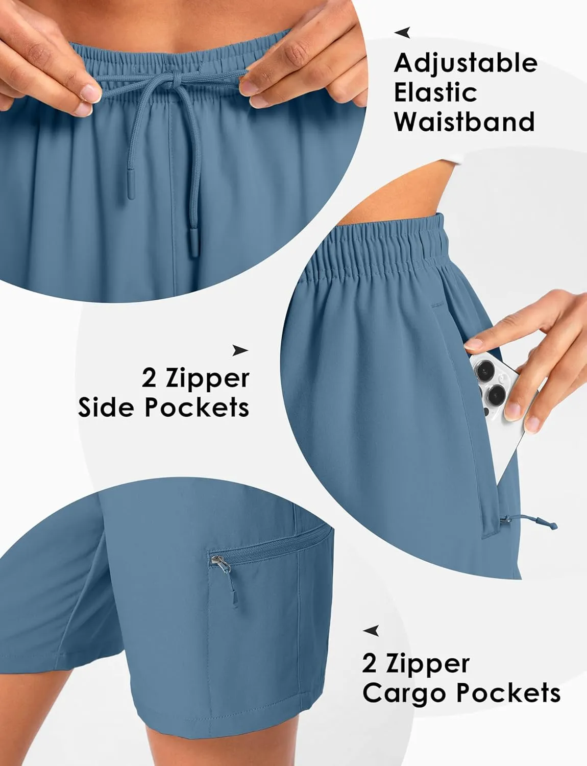 Women's 9" Hiking Shorts Lightweight Stretch Quick Dry Athletic Casual Bermuda Shorts for Women