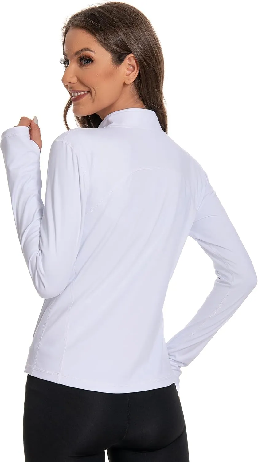 Women's Athletic Full Zip Lightweight Workout Jacket，Outdoor Slim Fit Yoga Jackets with Pockets Thumb Holes
