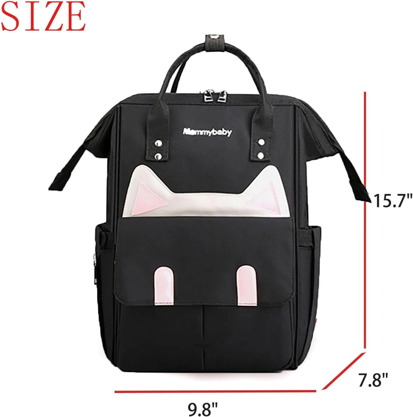 Womens Diaper Changing Backpack Nurse Backpack Waterproof Multi Function Travel Diaper Bag with Insulated Pockets (Black)